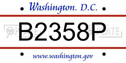 B2358P District Of Columbia License Plate