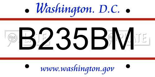 B235BM District Of Columbia License Plate