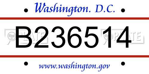 B236514 District Of Columbia License Plate