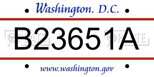 B23651A District Of Columbia License Plate