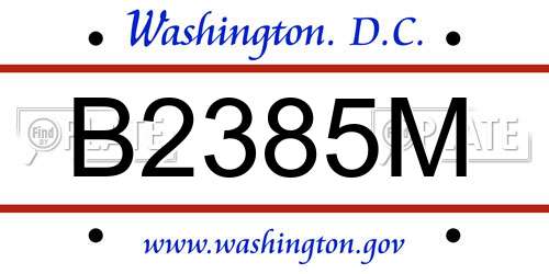 B2385M District Of Columbia License Plate