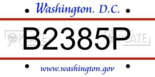 B2385P District Of Columbia License Plate