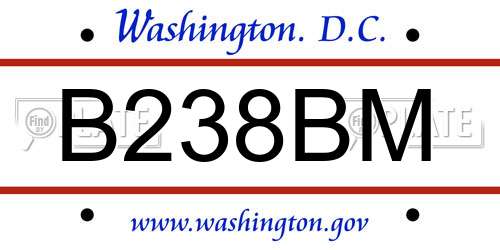 B238BM District Of Columbia License Plate
