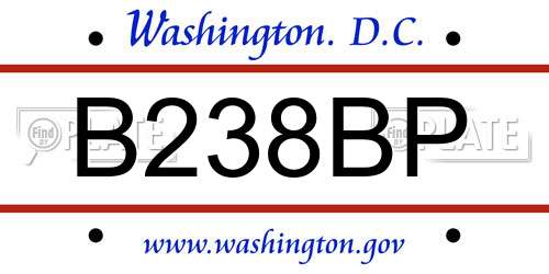 B238BP District Of Columbia License Plate
