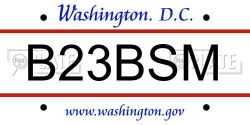 B23BSM District Of Columbia License Plate