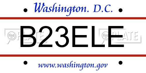 B23ELE District Of Columbia License Plate