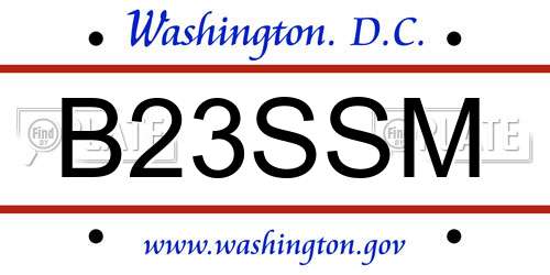 B23SSM District Of Columbia License Plate