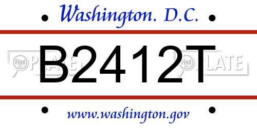 B2412T District Of Columbia License Plate
