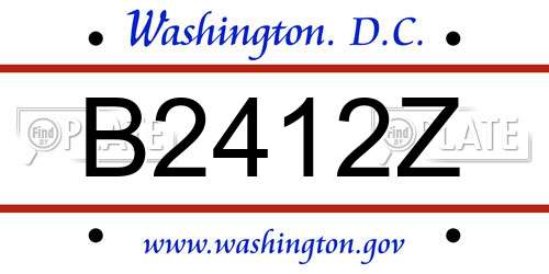 B2412Z District Of Columbia License Plate