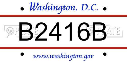 B2416B District Of Columbia License Plate