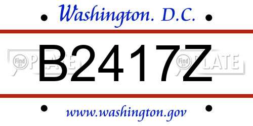 B2417Z District Of Columbia License Plate