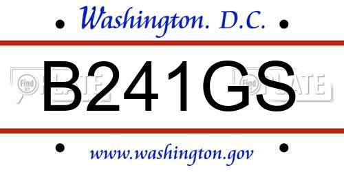 B241GS District Of Columbia License Plate