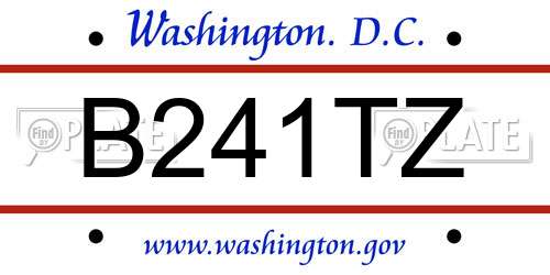 B241TZ District Of Columbia License Plate