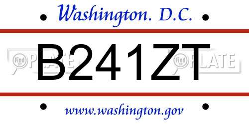 B241ZT District Of Columbia License Plate