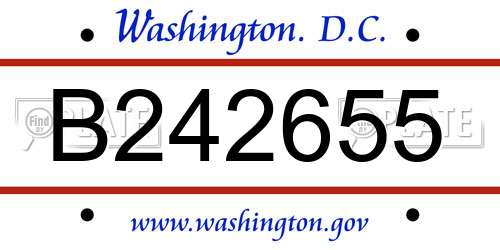 B242655 District Of Columbia License Plate