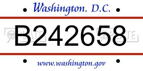 B242658 District Of Columbia License Plate