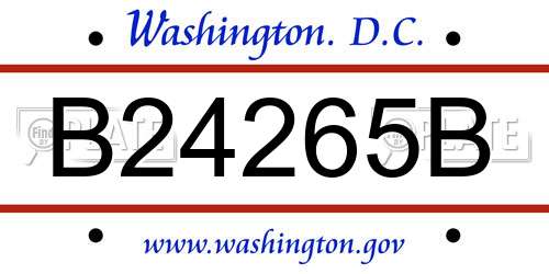 B24265B District Of Columbia License Plate
