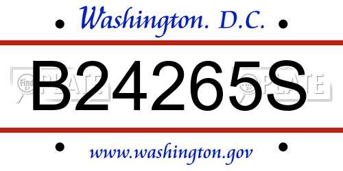 B24265S District Of Columbia License Plate