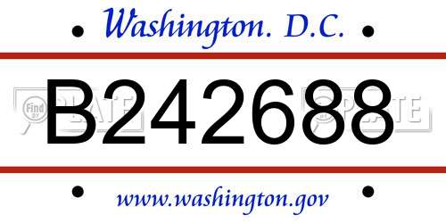B242688 District Of Columbia License Plate