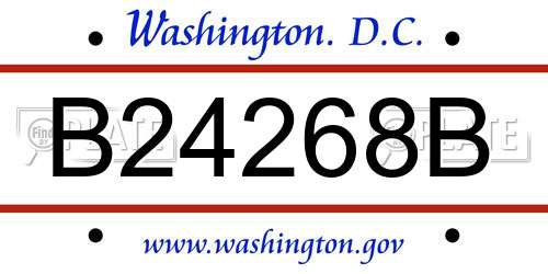 B24268B District Of Columbia License Plate