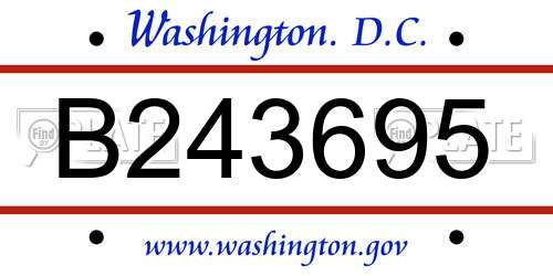 B243695 District Of Columbia License Plate