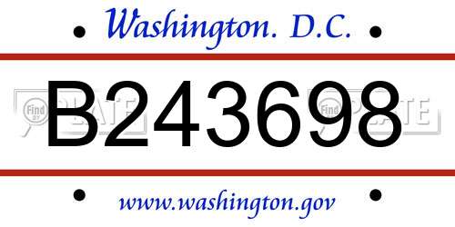 B243698 District Of Columbia License Plate