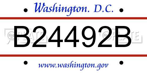 B24492B District Of Columbia License Plate