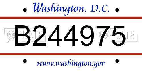 B244975 District Of Columbia License Plate