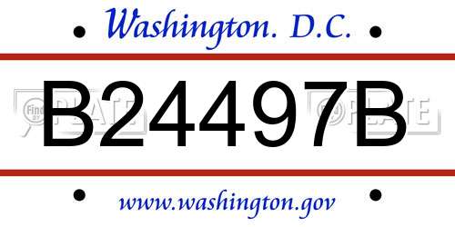 B24497B District Of Columbia License Plate