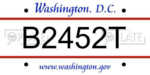 B2452T District Of Columbia License Plate
