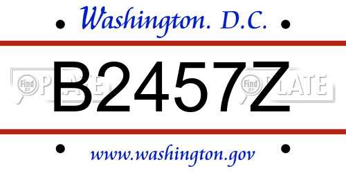 B2457Z District Of Columbia License Plate