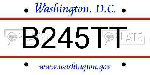 B245TT District Of Columbia License Plate
