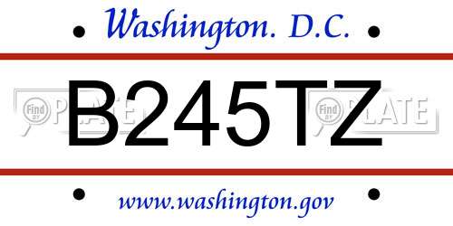 B245TZ District Of Columbia License Plate