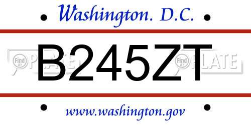 B245ZT District Of Columbia License Plate