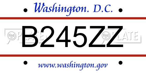 B245ZZ District Of Columbia License Plate