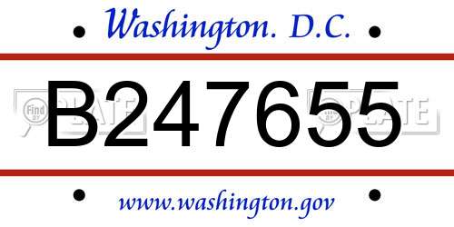 B247655 District Of Columbia License Plate