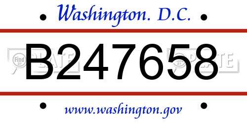 B247658 District Of Columbia License Plate