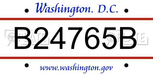 B24765B District Of Columbia License Plate