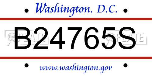 B24765S District Of Columbia License Plate