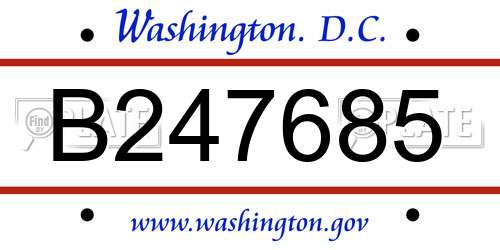B247685 District Of Columbia License Plate