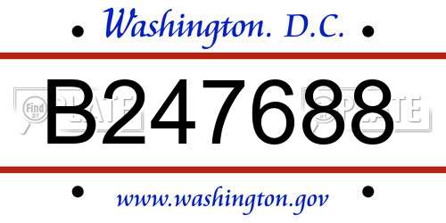 B247688 District Of Columbia License Plate