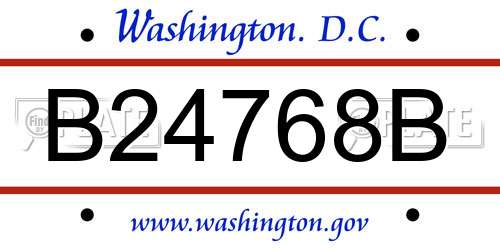 B24768B District Of Columbia License Plate