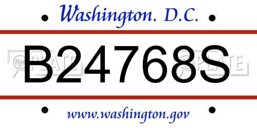 B24768S District Of Columbia License Plate