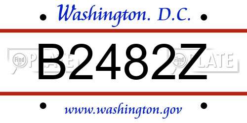 B2482Z District Of Columbia License Plate