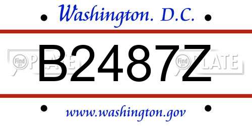 B2487Z District Of Columbia License Plate