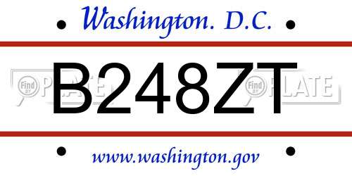B248ZT District Of Columbia License Plate