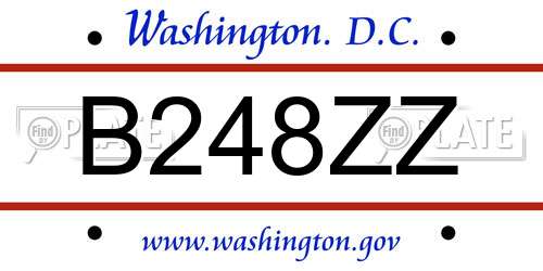 B248ZZ District Of Columbia License Plate