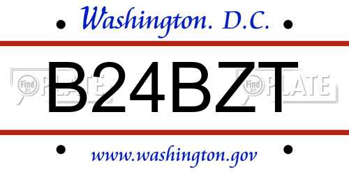 B24BZT District Of Columbia License Plate