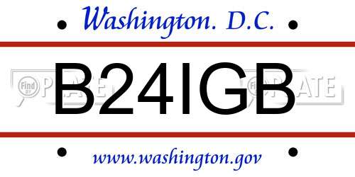 B24IGB District Of Columbia License Plate