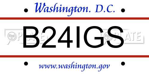 B24IGS District Of Columbia License Plate